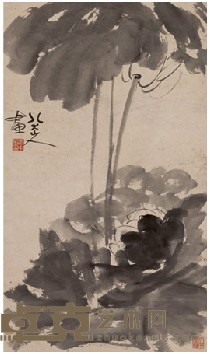 张大千 仿八大山人荷花 立轴 71X41cm